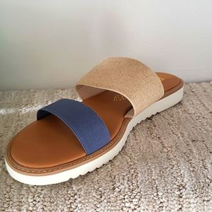 Womens slide sandals - Denim Blue/Natural